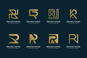 Letter R design element icon vector collection with creative unique concept