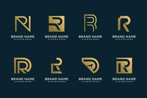 Letter R design element icon vector collection with creative unique concept