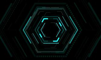HUD sci-fi interface screen view blue neon geometric on black design virtual reality futuristic technology creative display vector