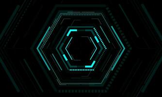 HUD sci-fi interface screen view blue neon geometric on black design virtual reality futuristic technology creative display vector