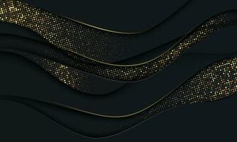 Abstract grey gold glitter light black shadow curve design modern luxury futuristic background vector