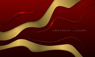 Abstract red paper cut gold line curve geometric design modern luxury creative background vector