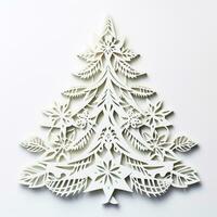Christmas tree paper cut style white background high quality ai generated image photo