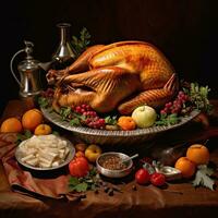 Thanksgiving turkey meat background high quality ai generated image photo