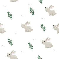 Vector pattern with a rabbit. Hand-drawn vector graphics. Christmas wrapping paper. Use on bed linen, baby clothes, tablecloth, fabric