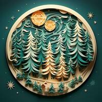 Christmas tree paper cut style high quality ai generated image photo