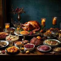 Thanksgiving background with dining table high quality ai generated image photo