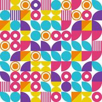 Abstract geometric Bauhaus seamless pattern. Pink, yellow and blue color block background. Vector modern illustration.