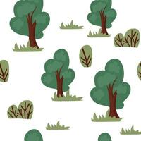 Summer graphic seamless background with trees. Hand-drawn vector graphics. Wrapping paper