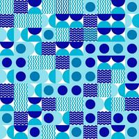 Abstract geometric Bauhaus seamless pattern. Navy and blue color block background. Vector modern illustration.