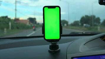 Smartphone green screen in car video