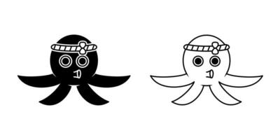 octopus vector illustration. line, silhouette, hand drawn and sketch style. black and white. used for emblems, logos, icons, symbols, signs or prints. editable stroke