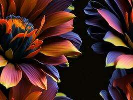 A colorful picture of a flower with a black background Generative Ai photo