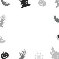 Halloween celebration background with silhouette cartoon icons and free copy space area. vector for banner, greeting card, poster, web, social media.