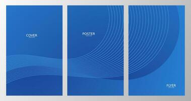 set of flyer with abstract blue wave background vector