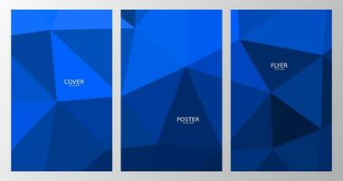 set of flyer cover poster with abstract blue background vector