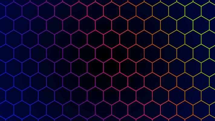 abstract hexagon colorful with dark background