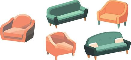 vector soft furniture , white background , isolated , illustration minimal flipart vector style