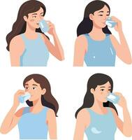 woman drinking water vector