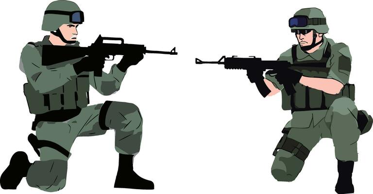 Soldier with assault rifle vector illustration isolated on a white background