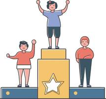 People stand on the podium. Vector illustration in a flat style.