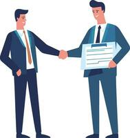 Two businessmen shaking hands. Business deal, agreement. Vector illustration.