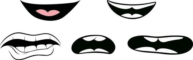 Cartoon mouth smile, happy, sad expression vector