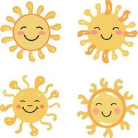 Cute smiling sun, vector flat hand drawn illustration , white background