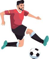 ilustración de un fútbol jugador pateando el pelota en un blanco antecedentes vector