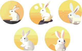 vector mid-autumn festival with rabbit in flat design