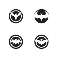 Flying bat silhouette logo design vector template illustration