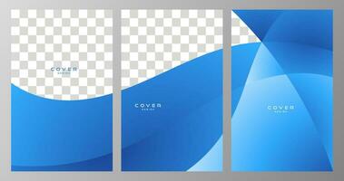 set of cover with abstract modern blue organic background vector