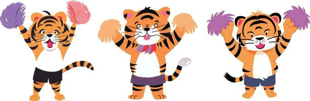 Tigre animadoras ven en vector