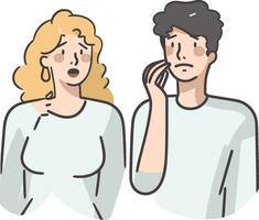 Illustration of a man and a woman looking at each other with a sad expression vector