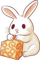 Vector cute rabbit and mooncake