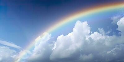 arco iris en el brillante azul cielo. ai generativo foto