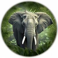 Elephant round green nature background, AI Generative photo