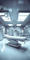 Modern equipment in operating room. Medical devices for neurosurgery. AI Generative photo