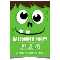 Halloween party banner with zombie character on the background. Invitation poster, billboard or booklet to celebrate the Halloween holiday in scared and skittish ambience like in a nightmare. vector