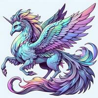 Mystical Avian Emissary, Crafting a Harmonious Fusion of Hummingbird and Unicorn Marvel. AI Generated photo