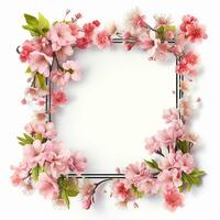 AI Generative spring frame on white background photo