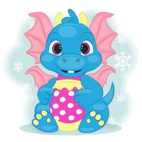 Cute dragon Christmas or New Year vector illustration