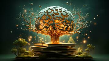 resumen árbol creciente desde un libro. mental formación y educación concepto foto