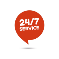 24 hour 7 day service available support. Service clock logo tag icon png