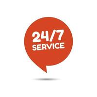 24 hour 7 day service available support. Service clock logo tag icon vector