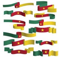 cameroon ribbon flag vector element bundle set