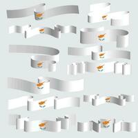 cyprus ribbon flag vector element bundle set