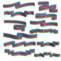 azerbaijan ribbon flag vector element bundle set