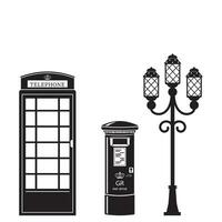 Vector set of London attractions. a set of vector silhouette illustrations of the sights of London, England