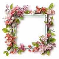 AI Generative spring frame on white background photo